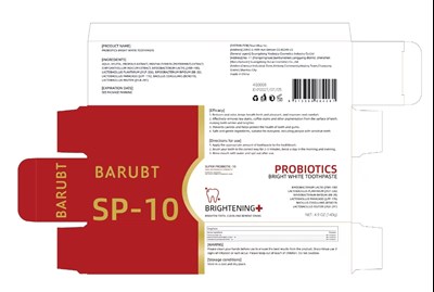 Label (Barubt Probiotics Bright White Toothpaste)